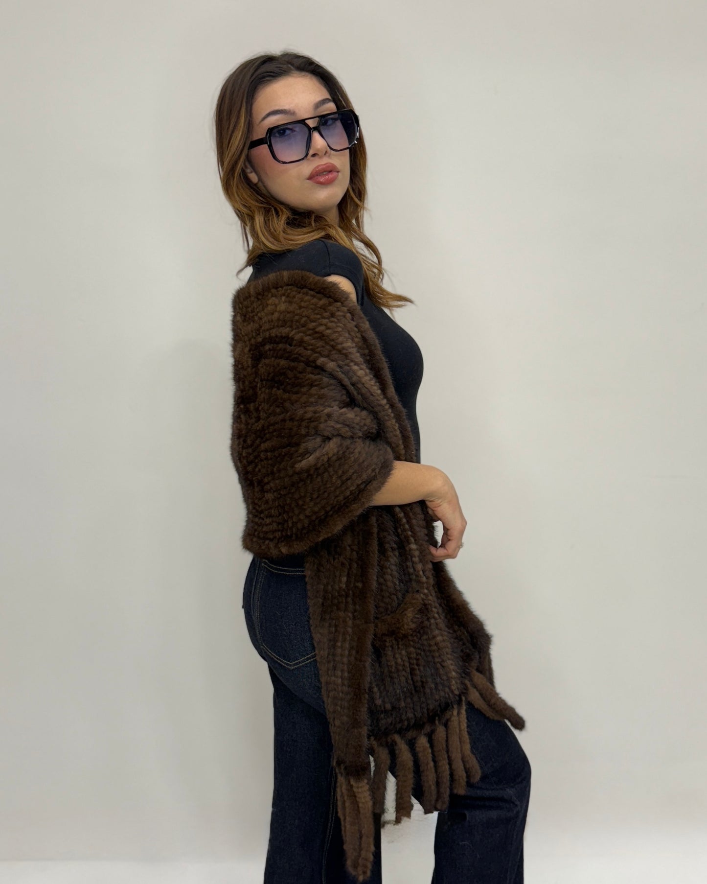Stola di visone con tasche