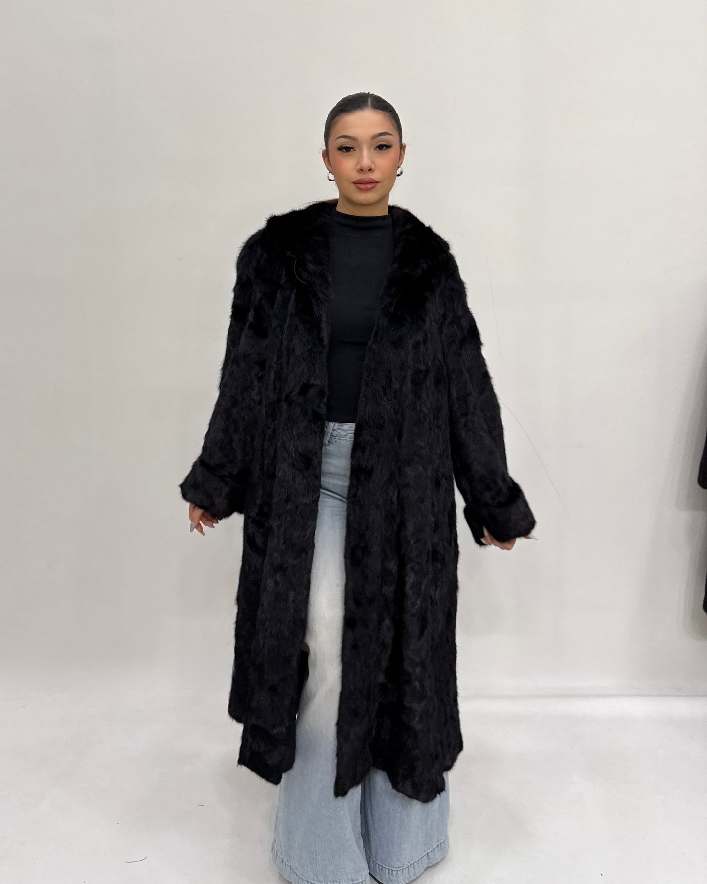 Cappotto  lungo di Visone Black Glama