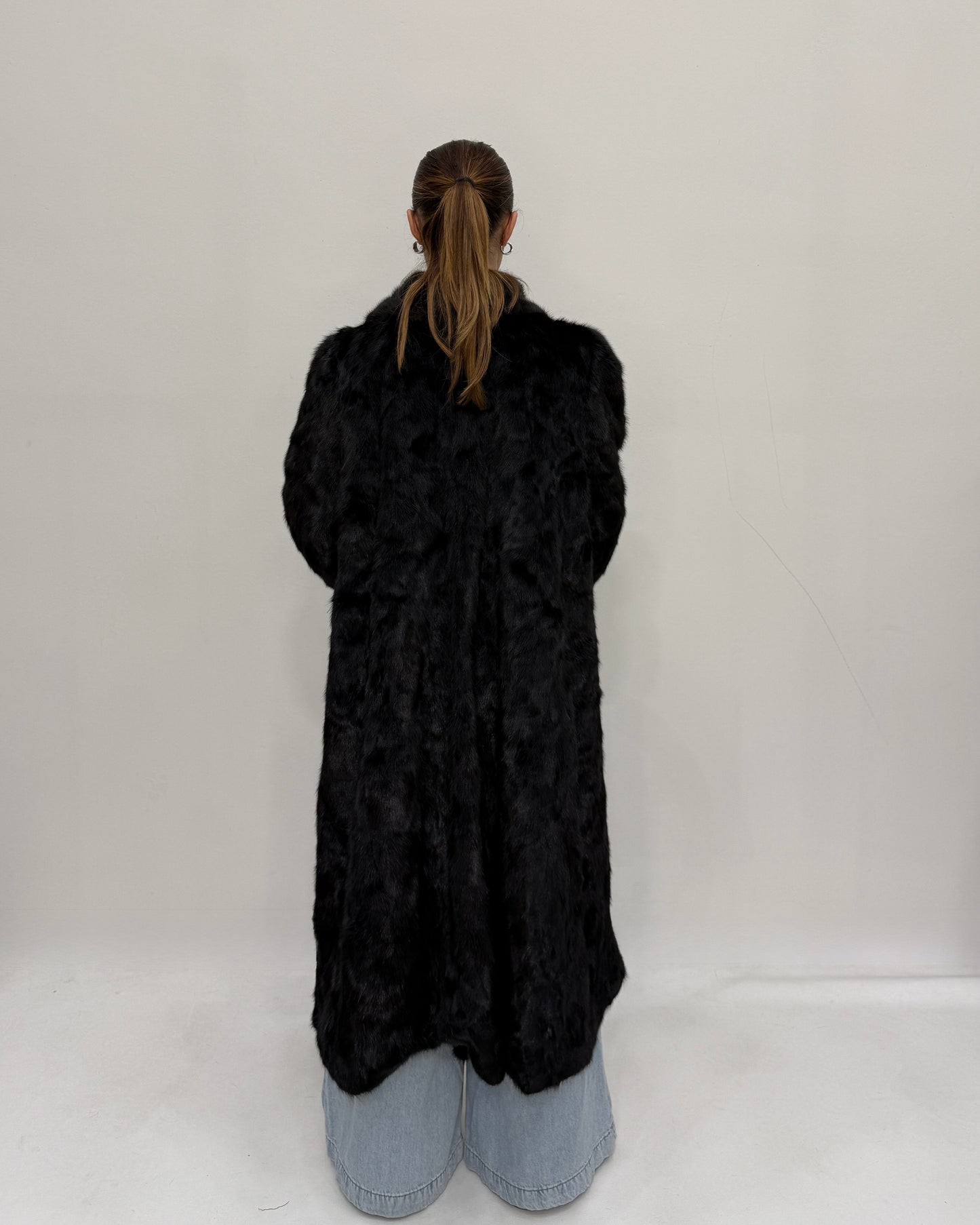 Cappotto  lungo di Visone Black Glama