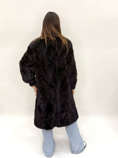 Cappotto Visone   lungo lavorazione a V diagonale