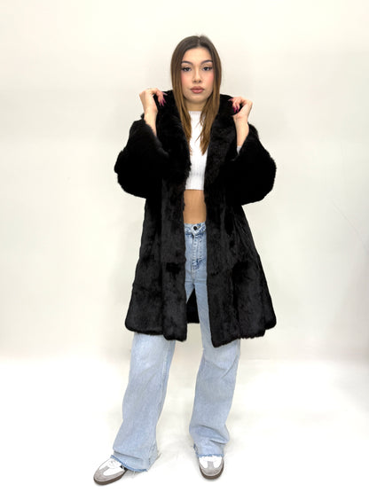Cappotto di Visone Black gama scollo scialle