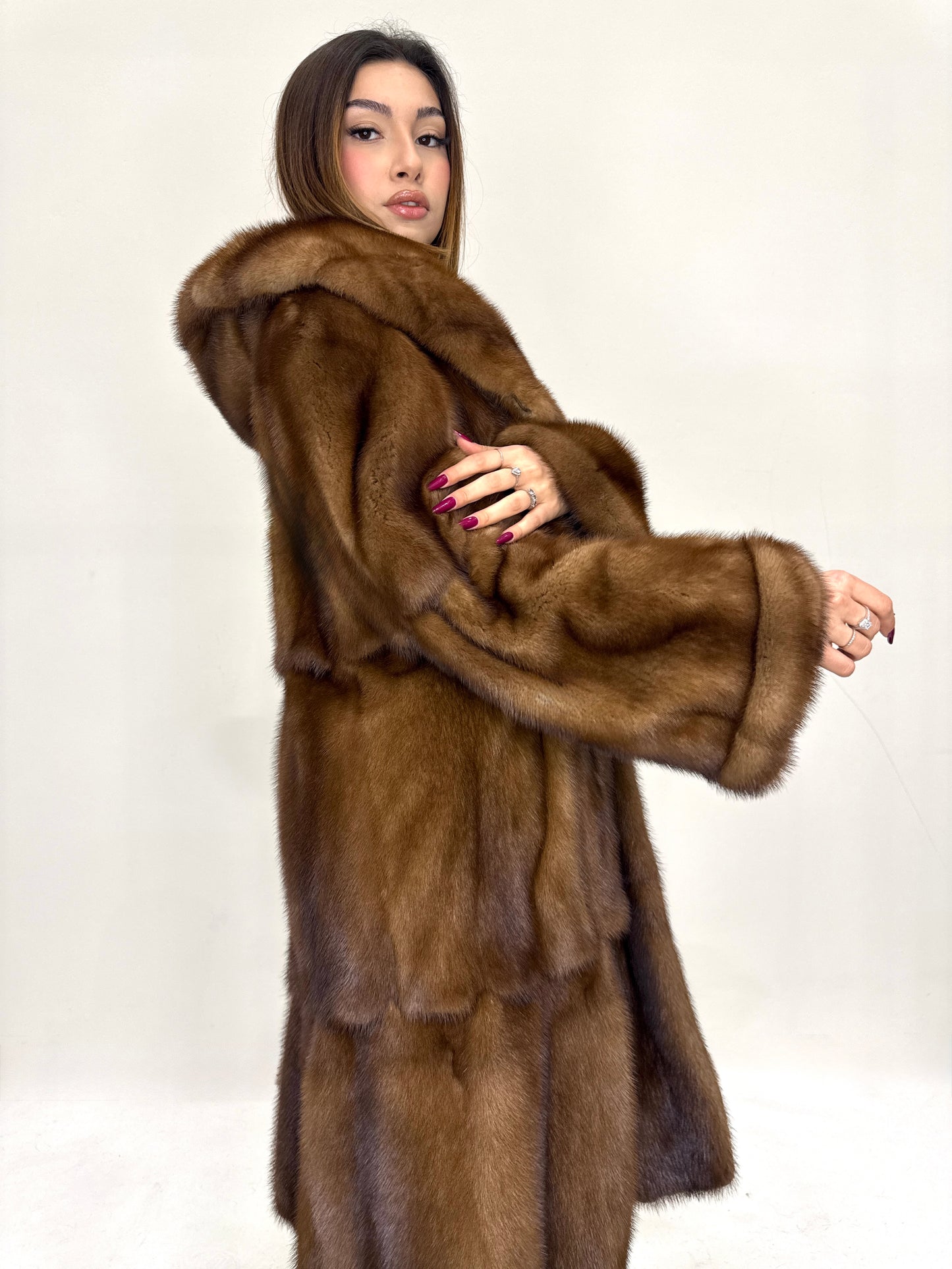 Cappotto Zibellino canadese con lavorazione   orizzontale ad ondina modellistica fendi