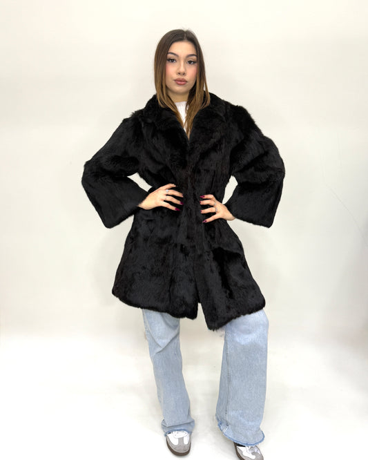 Cappotto di Visone Black gama scollo scialle
