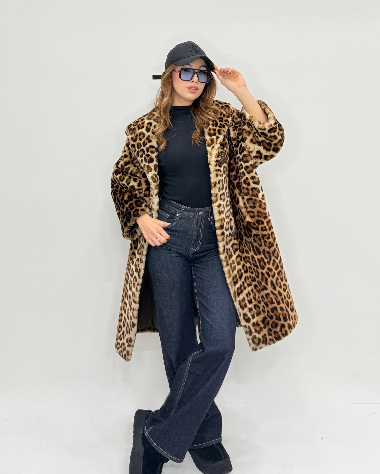 Cappotto shearling maculato manica 7/8