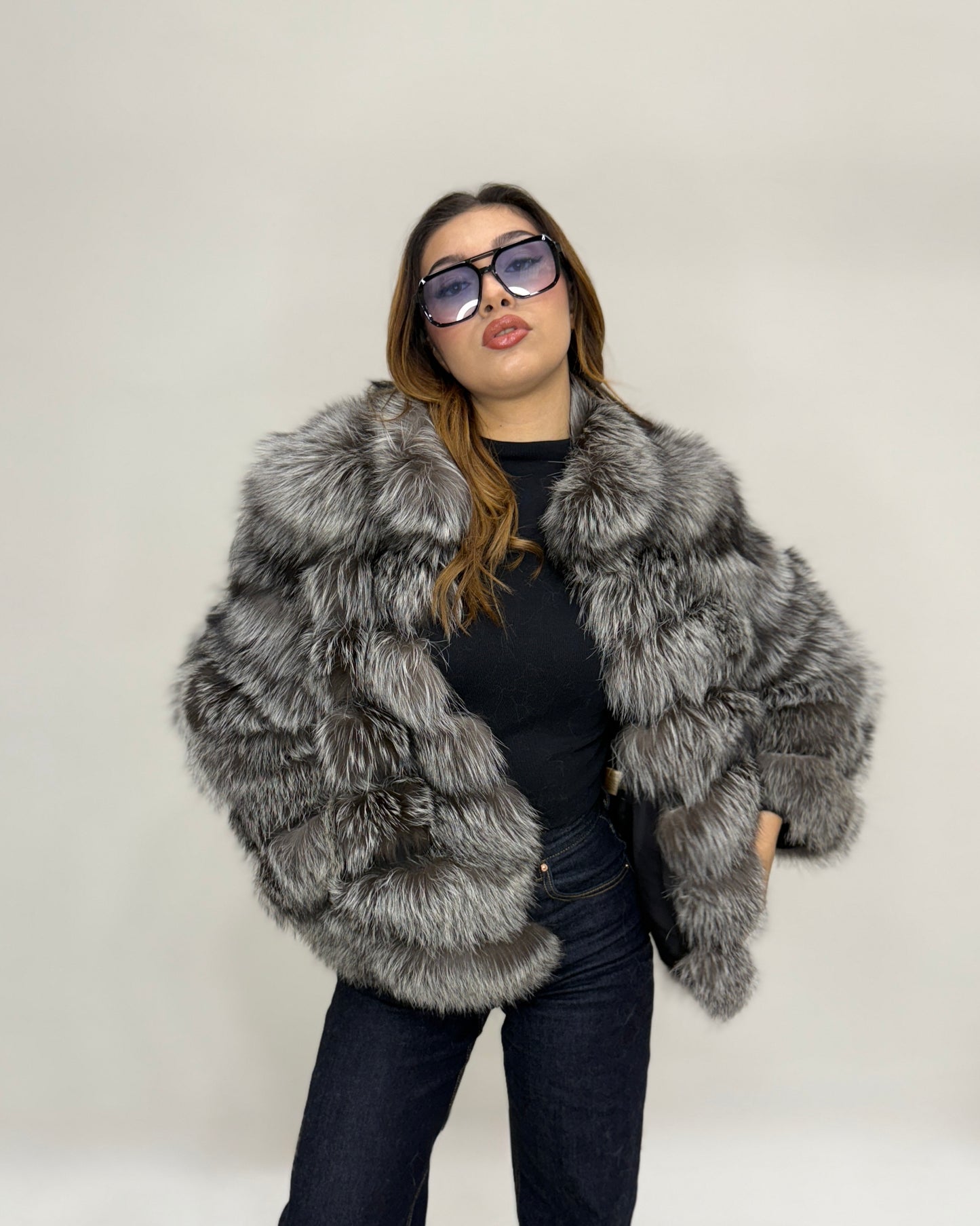 Giacca in Volpe argentata