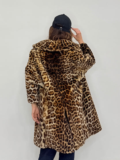 Cappotto shearling maculato manica 7/8