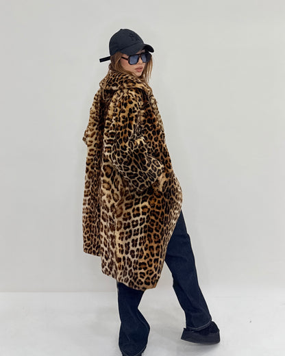 Cappotto shearling maculato manica 7/8