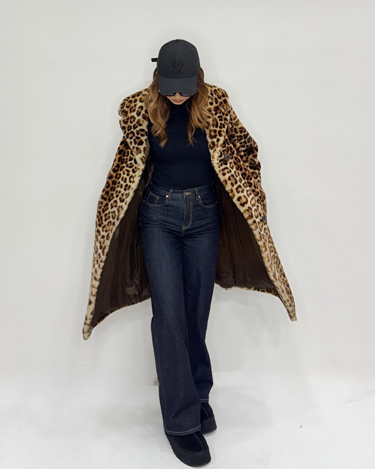 Cappotto shearling maculato manica 7/8