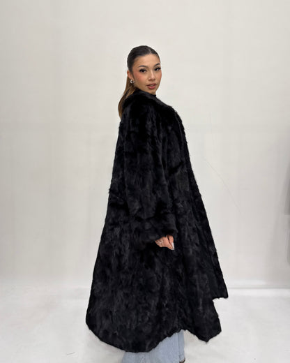 Cappotto  lungo di Visone Black Glama