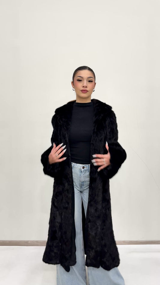 Cappotto  lungo di Visone Black Glama
